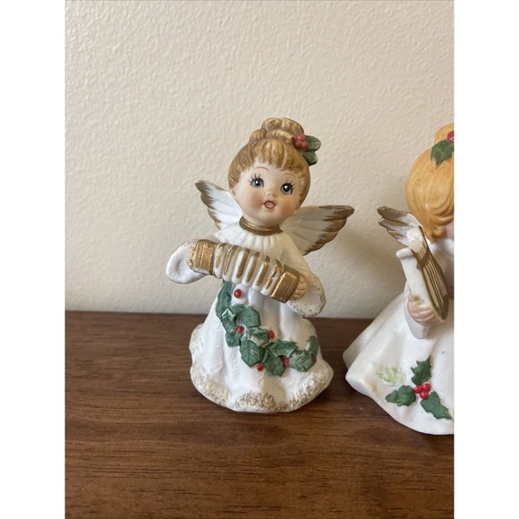Vintage Homco #5551 Christmas Angels Musical Instruments Set of 4 Figurines - Picture 2 of 10
